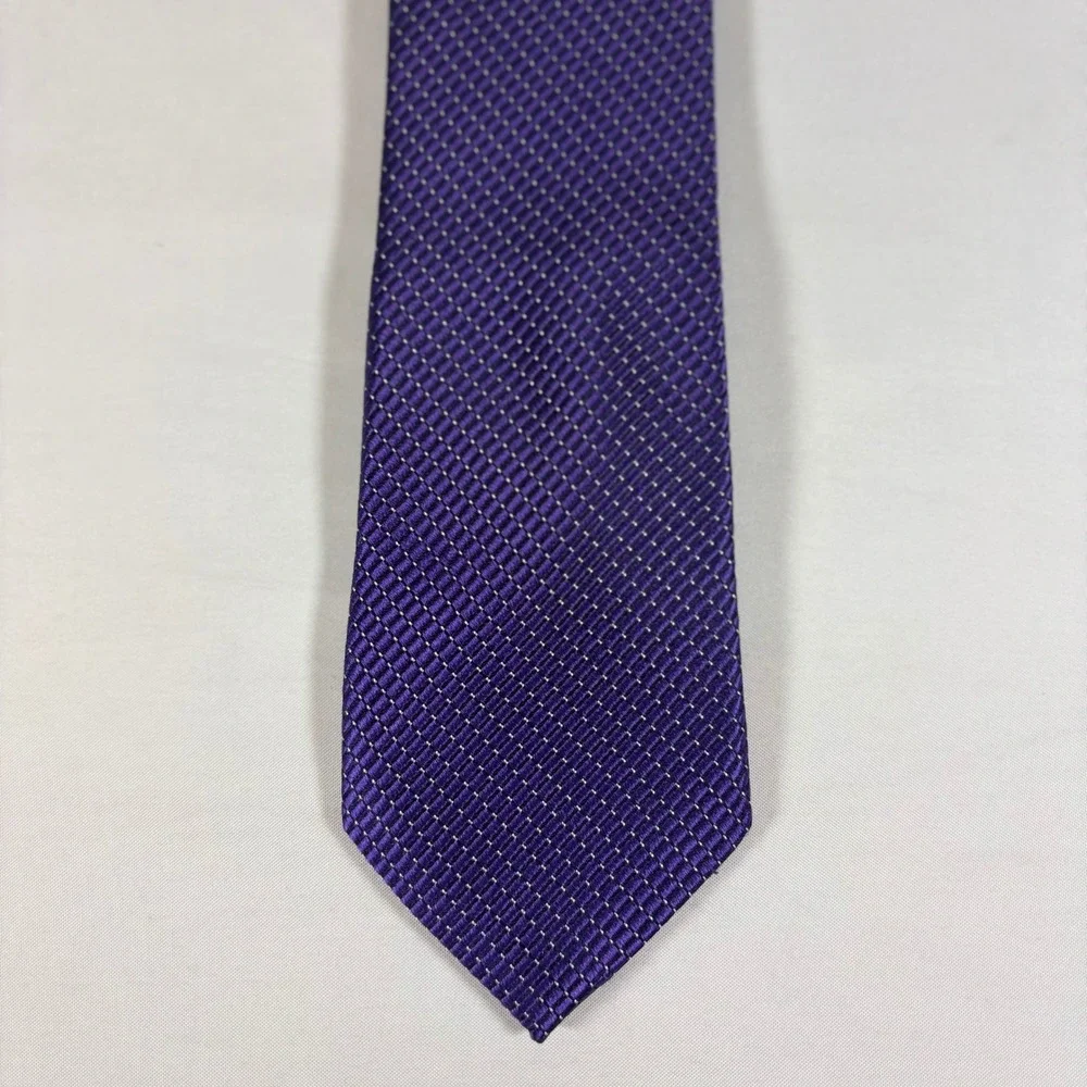 Nautica Silk‎ Tie Purple Geometric Micro Pattern Mens Necktie Preppy Corporate